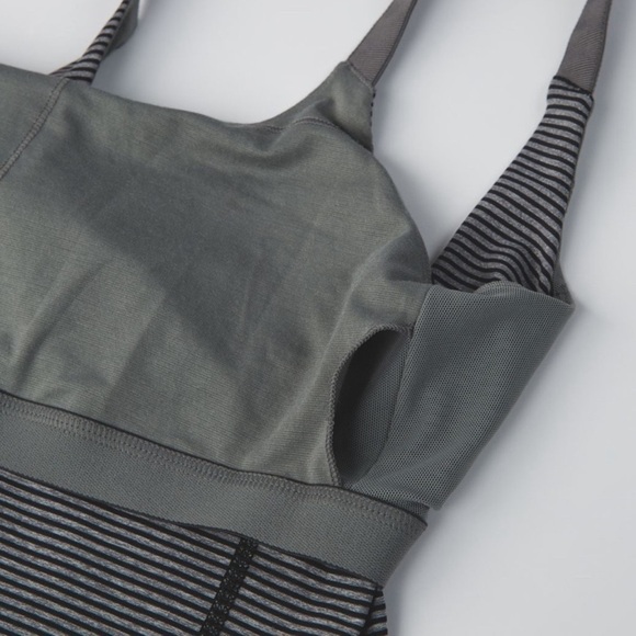 Lululemon Barre None Built In Bra Tank in Mini Pop Stripe Heathered Slate Black - Picture 5 of 12